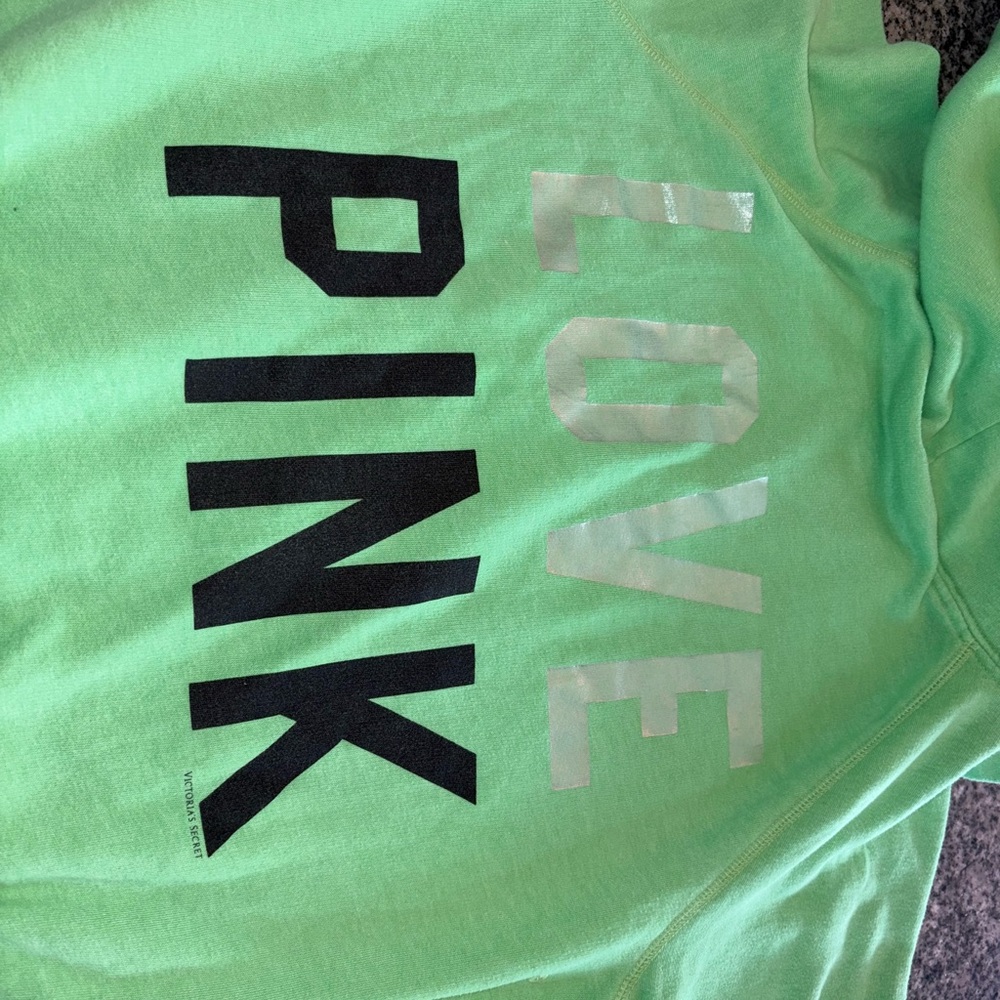 PINK Victoria's Secret Green Sweatshirt Hoodie